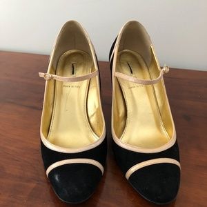 J Crew. Black Suede Mary Jane Heels